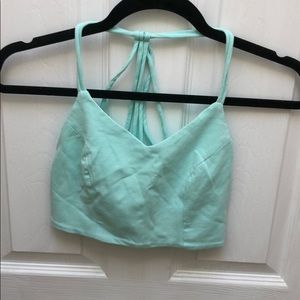 Teal Backless Crop Top Tank